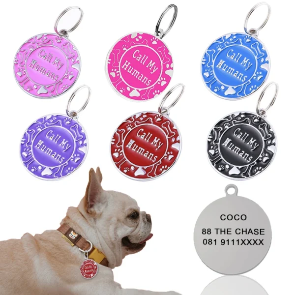 Free Engraved Pet Dog ID Tag Personalized Cat Puppy ID Tag Pet Dog Collar Accessories Custom Dogs Anti-lost Name Tags Pendant