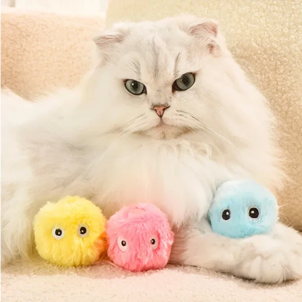 (3pcs) Interactive Ball Smart Cat Toys Plush Electric Catnip Training Toy Kitten Touch Sounding Pet Product Squeak Toy Ball