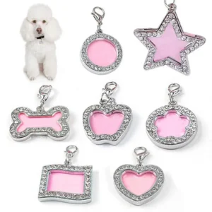 (10pcs) Small Size Pet ID Tag Rhinestone Decor Pet Name Tag Dogs Cats Nameplate Personalized Puppy Kitten Name Tags Nameplate For Pet