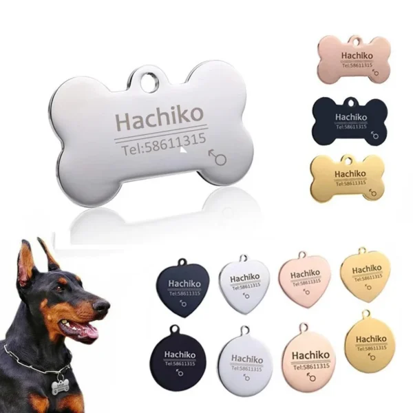 (5pcs) Personalized Engraved Cat Dog Pet ID Tag Dogs Anti-lost Collar Charm Engraving Pet Name Collar for Puppy Cats Collar Accessories